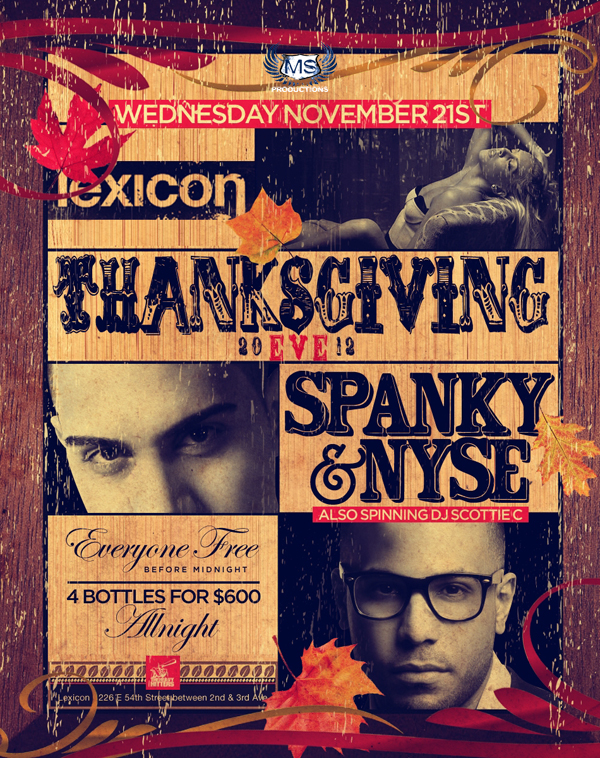 Lexicon Thanksgiving Eve NYC